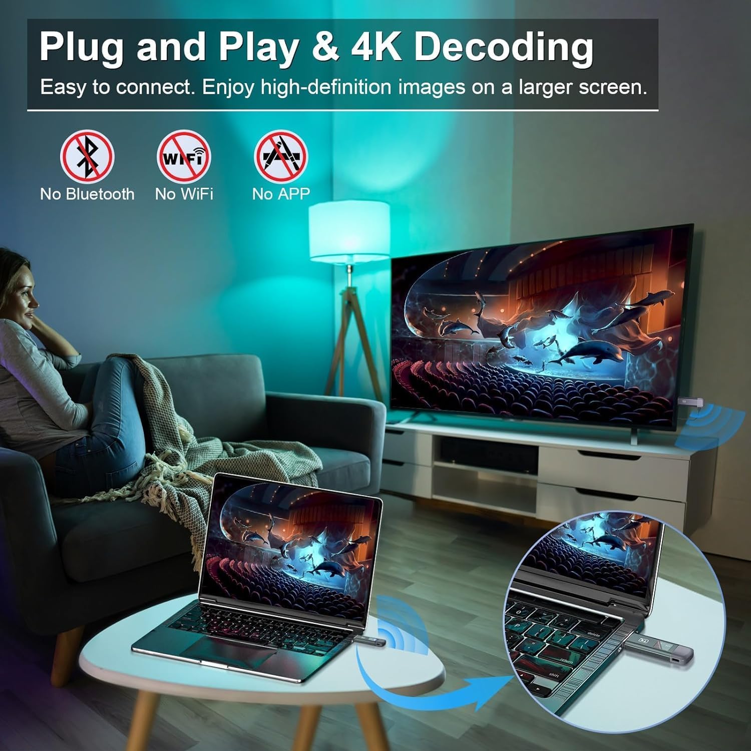 Thumbnail 2 de TTQ Wireless HDMI Extender 100FT 4K