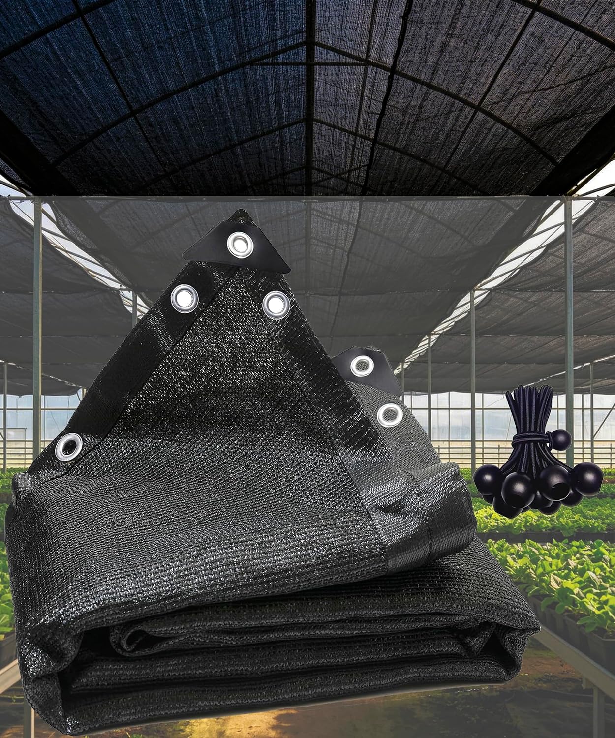 Detalle de 90% Black Shade Cloth 3m x 4.3m: High-Density Garden Shade with Grommets