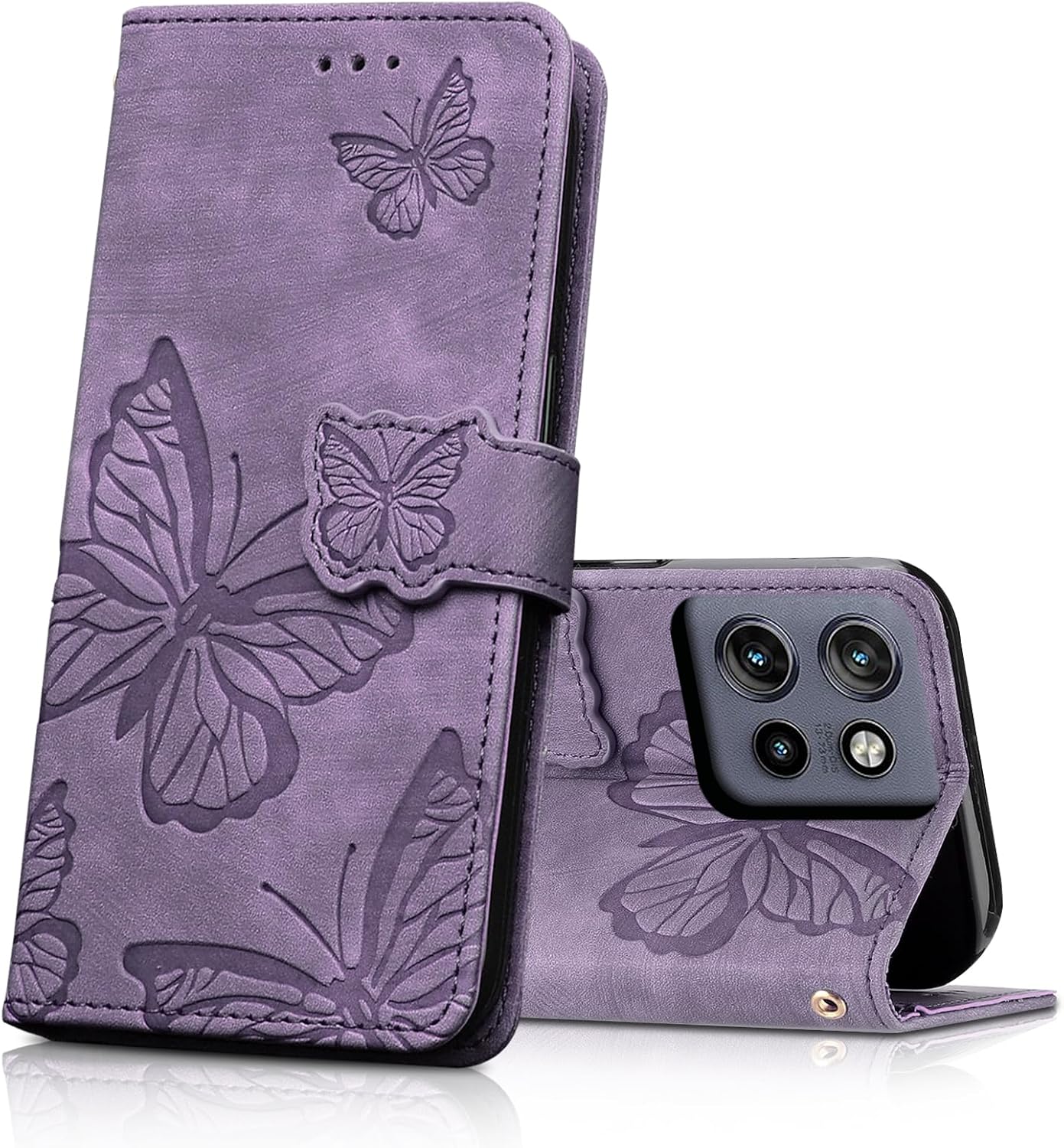 Detalle de CXTCASE Handyhülle für Motorola Edge 50 Neo – Flip Case mit Kartenfächern, PU-Leder und Magnetverschluss in Lila