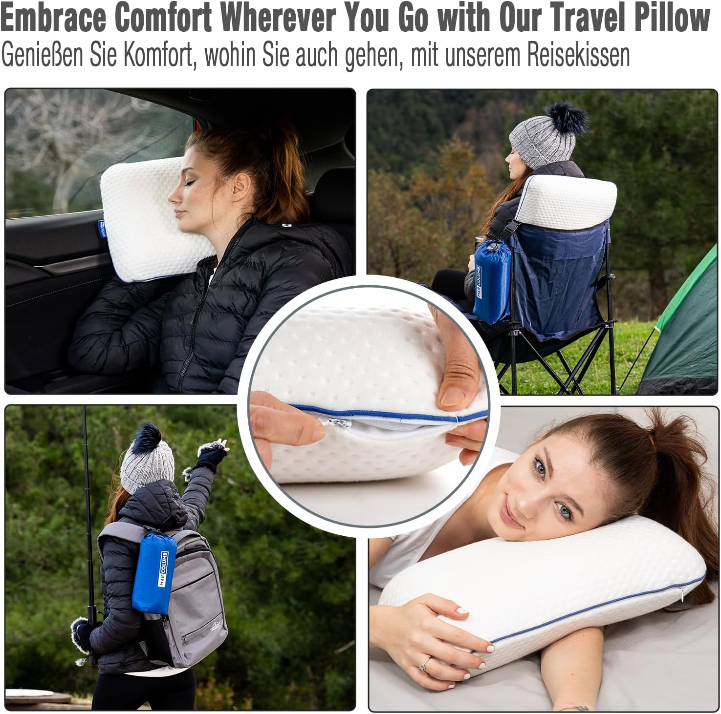 Thumbnail 1 de Marcolumb Cuscino da viaggio: supporto ergonomico per il collo in memory foam con federa termoregolante