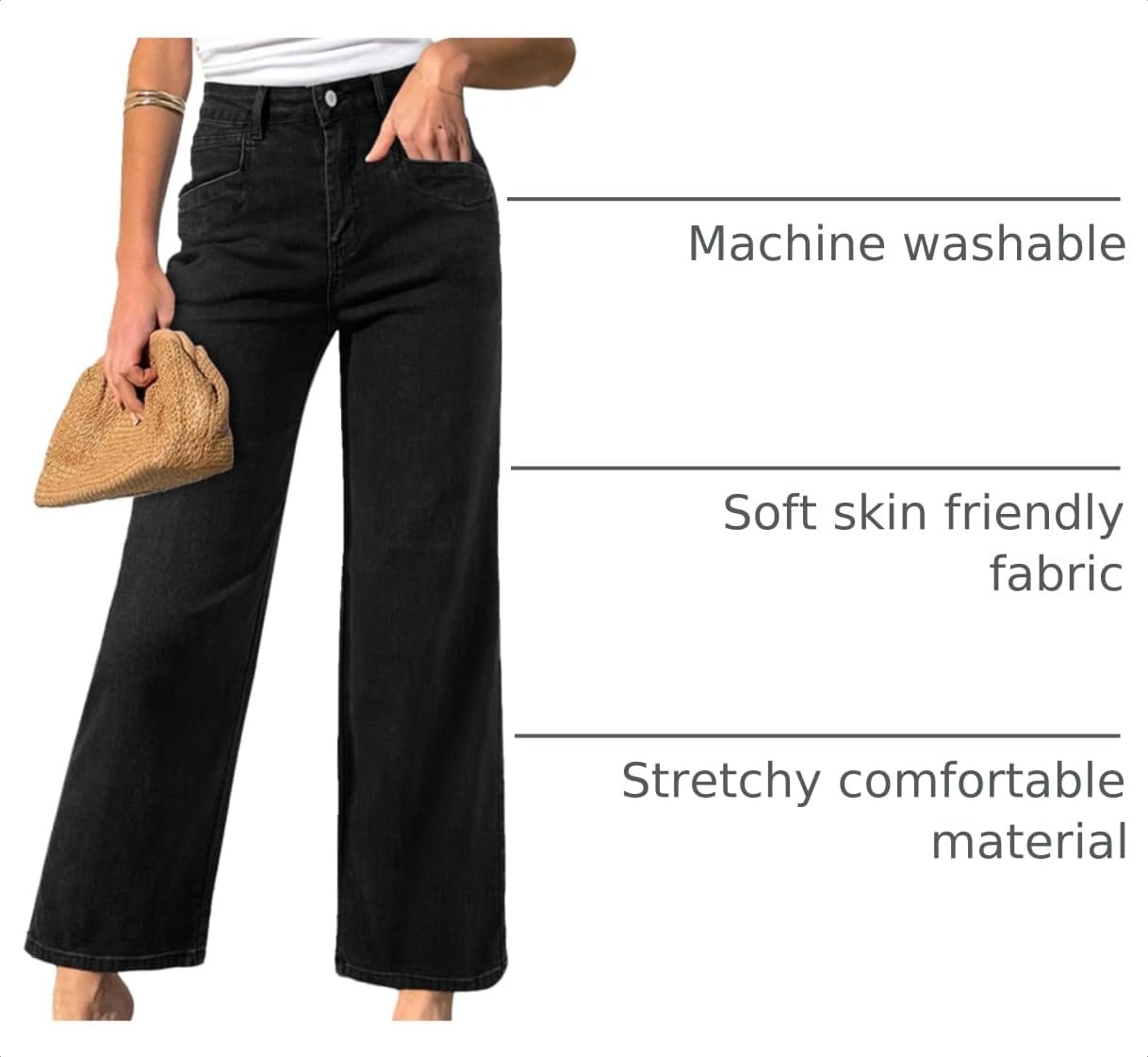 Detalle 2 de Sidefeel Wide Leg Ankle Jeans