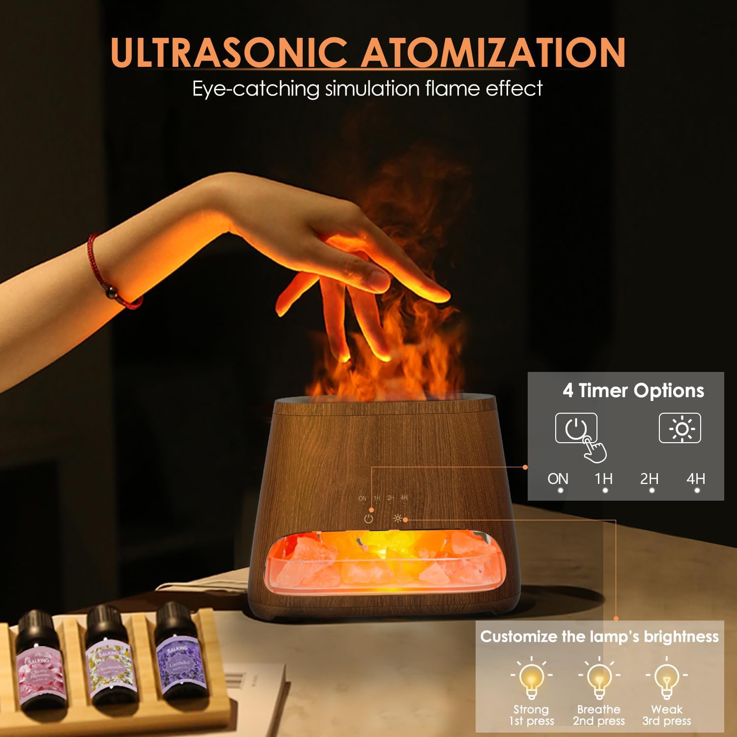 Detalle 2 de SALKING 2-in-1 Himalayan Salt Diffuser 150ml 🕯