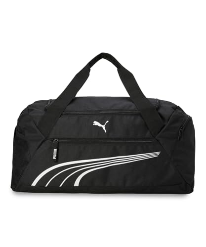 Detalle de PUMA Fundamental Medium 091189, bolsa de deporte negra de 49 l con bolsillo para calzado