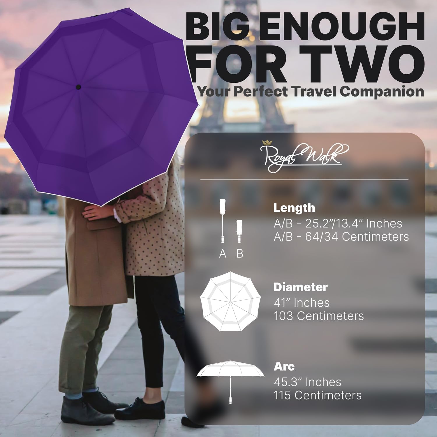 Thumbnail 1 de Royal Walk Windproof Folding Travel Umbrella with Real Wood Handle – Luxurious, Compact, and Dry‑One Shake