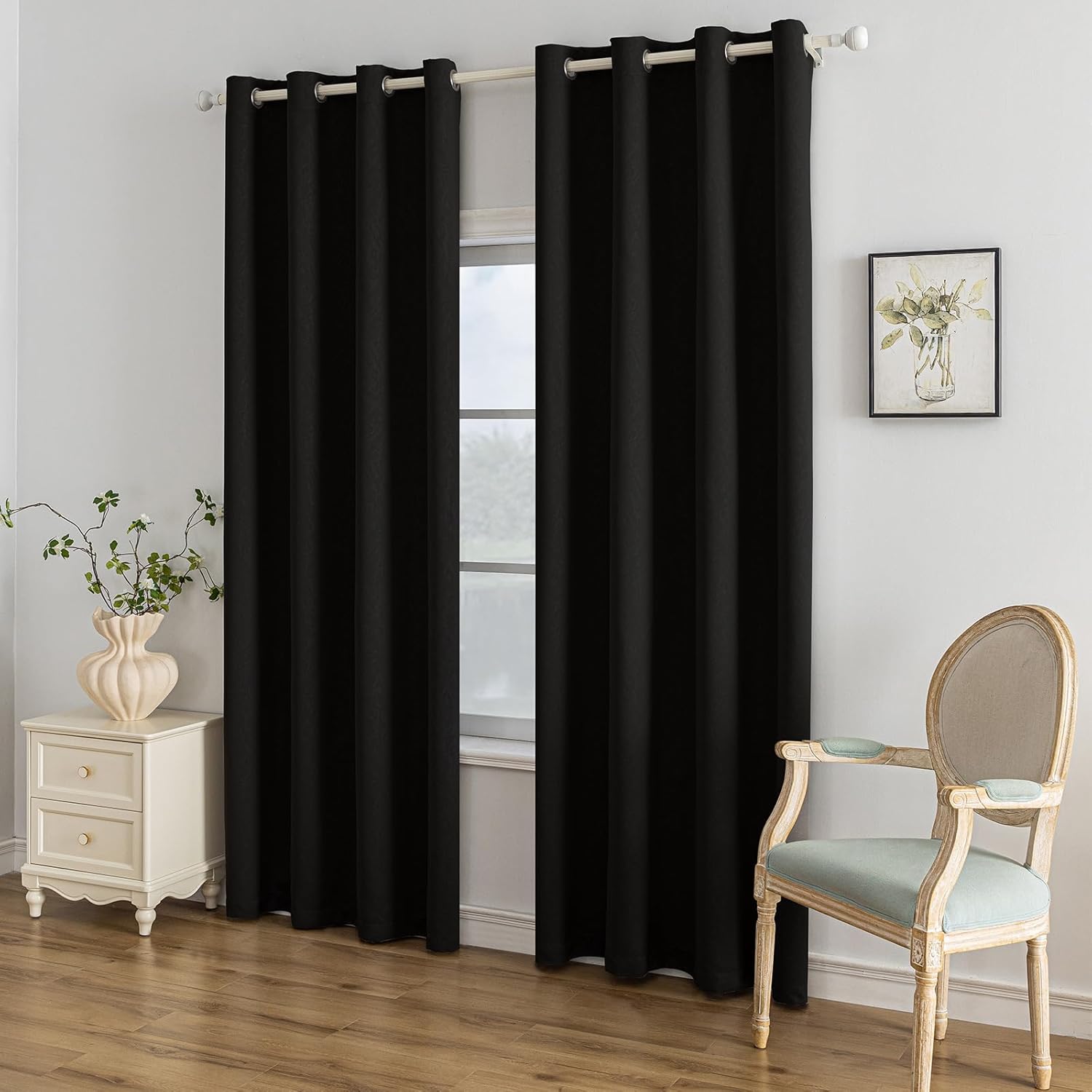 Thumbnail 6 de Ystyle lot de 2 rideaux occultants 140x260 cm à œillets, noir (isolation thermique et anti-UV)