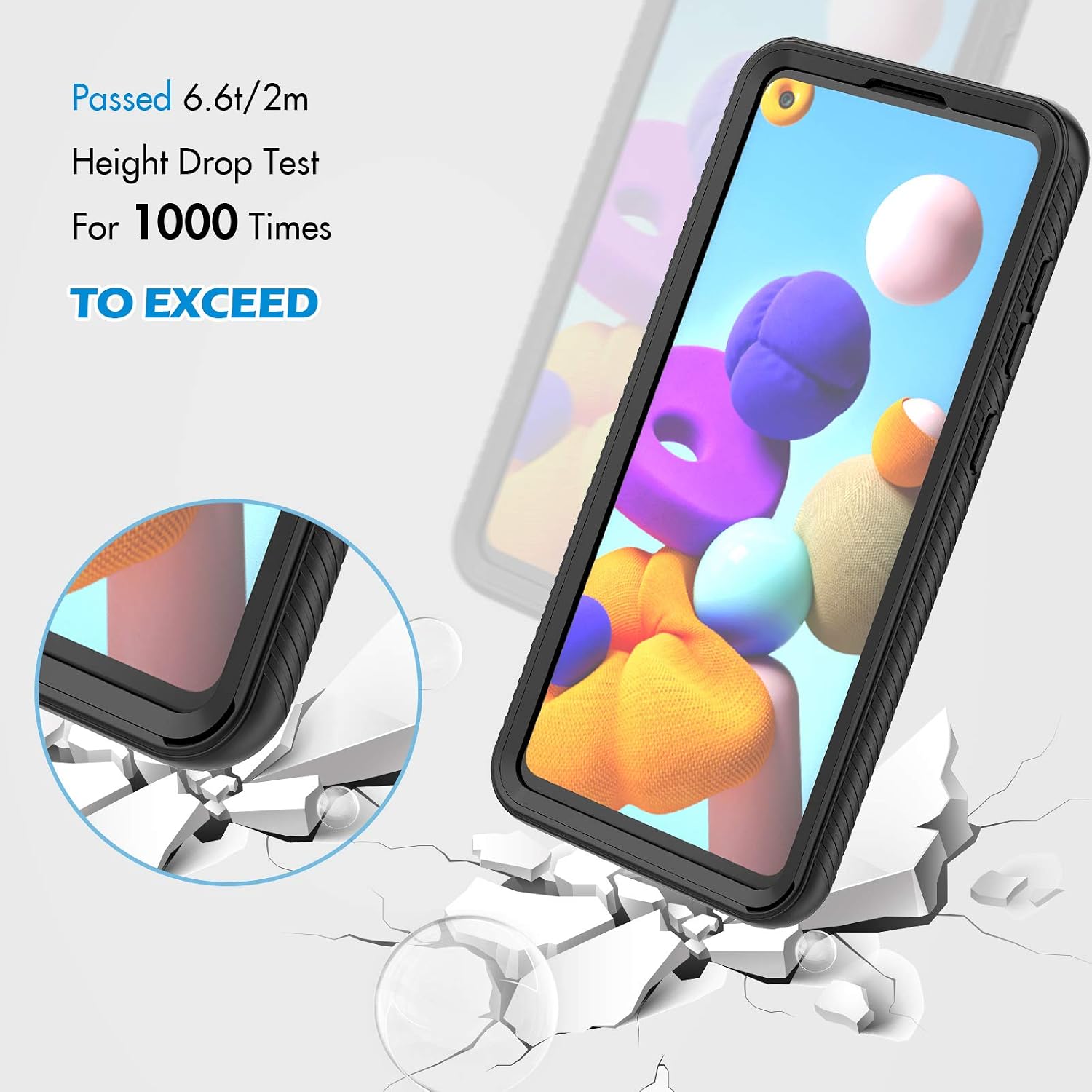 Thumbnail 2 de CENHUFO Samsung A21S Case with Built‑in Screen Protector 360° Rugged Black