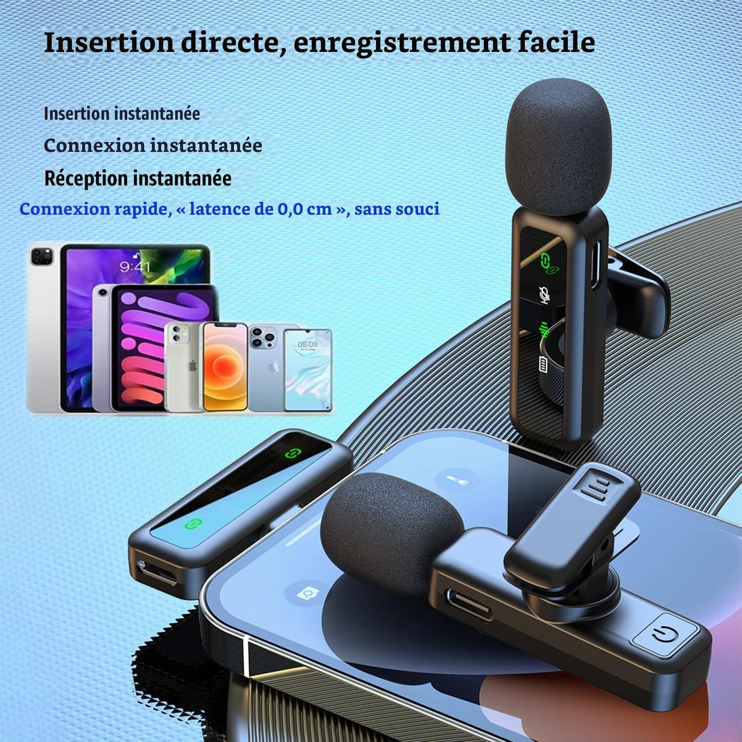 Detalle de XIXIXIAXIA Micro Cravate sans Fil – Microphone discret avec réduction du bruit pour iPhone, Android et PC