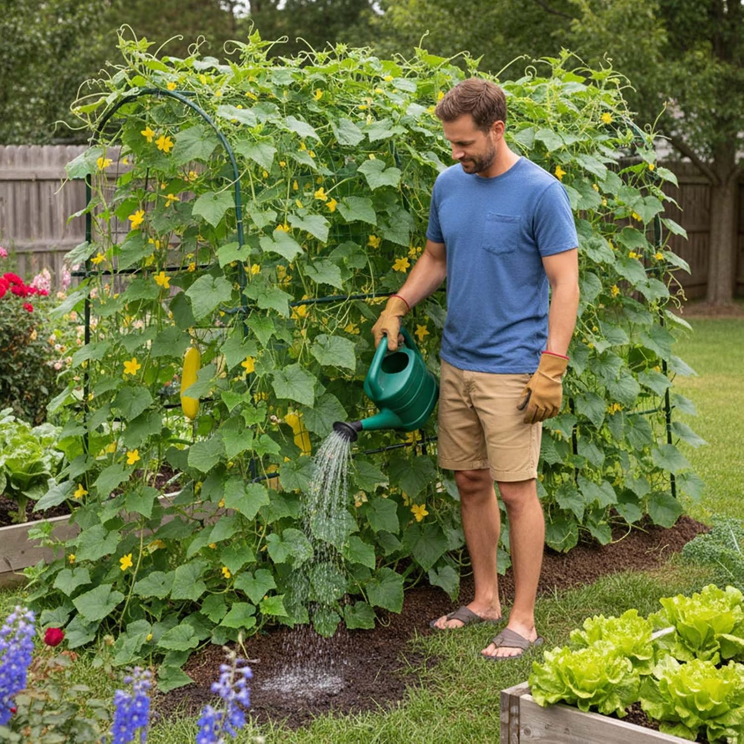 Thumbnail 4 de 163x122cm Cucumber Trellis for Raised Bed with U-Shape Arch