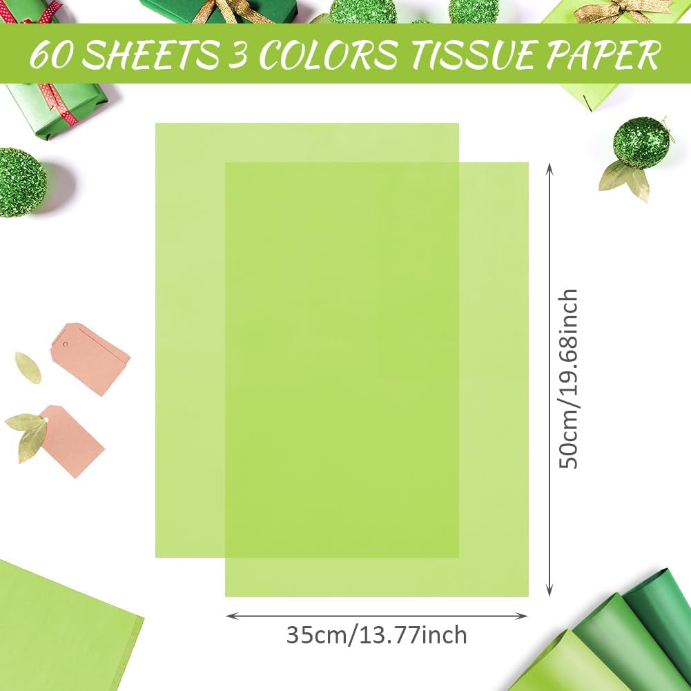 Detalle 2 de OFFCUP Green Tissue Paper, 60 Sheets, 50 x 35 cm for Gift Wrapping