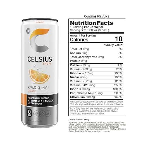 Thumbnail 1 de CELSIUS Sparkling Orange, Sugar Free Energy Drink (12 Fl Oz) – 12 Pack