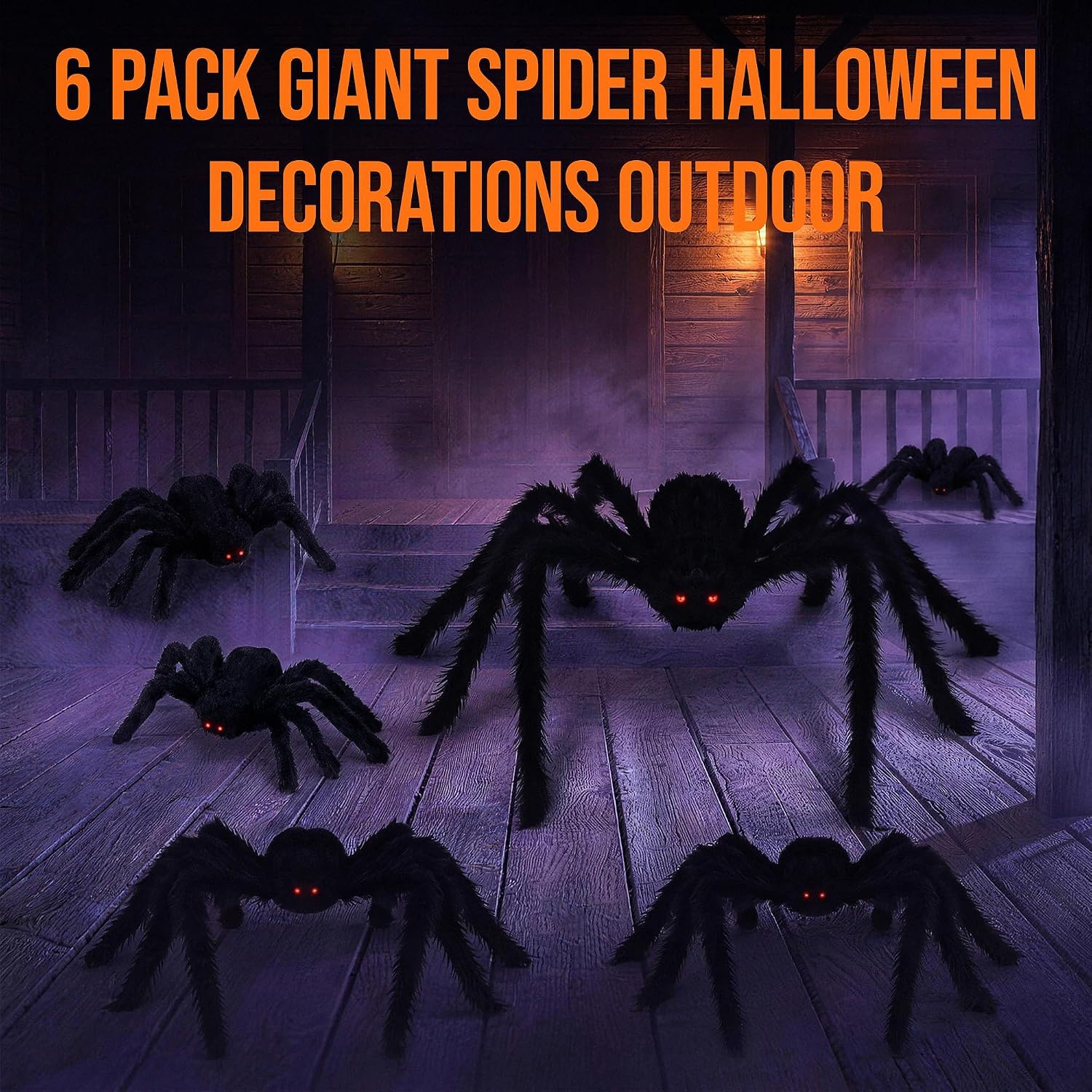 Detalle de Nirohee 5MZZ000410 Halloween Spider Decorations, 6-Pack with Bendable Legs