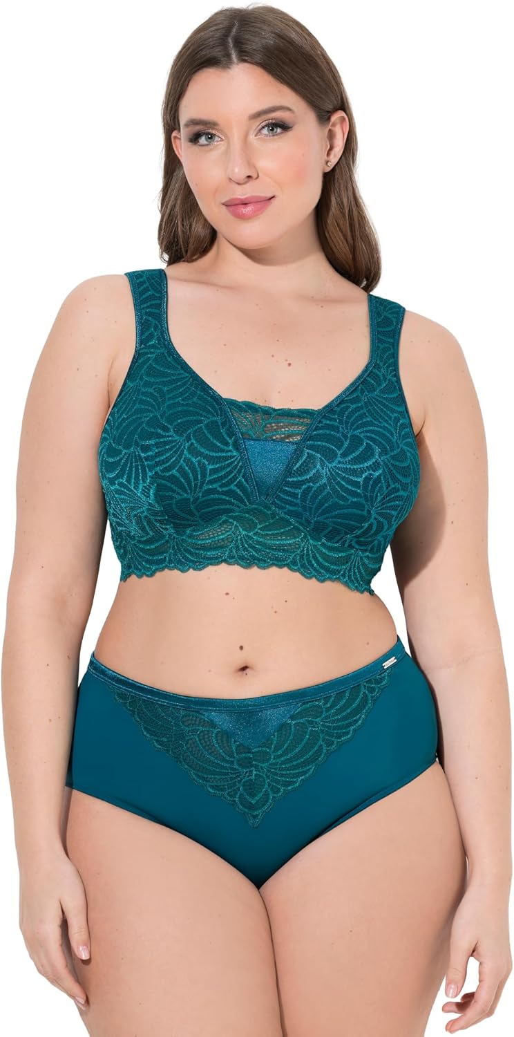 Detalle de Ulla Popken Bralette en dentelle transparente sans armatures – Coupe confortable, b-cup à F, Bretelles larges et réglables