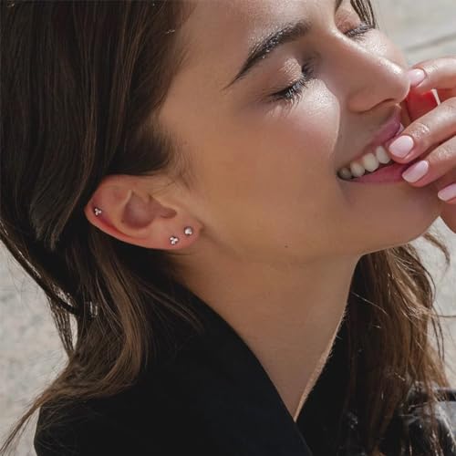 Detalle 2 de PRETOLE Sterling Silver Stud Earrings – 3–7mm Ball Stud Set (925 Silver)