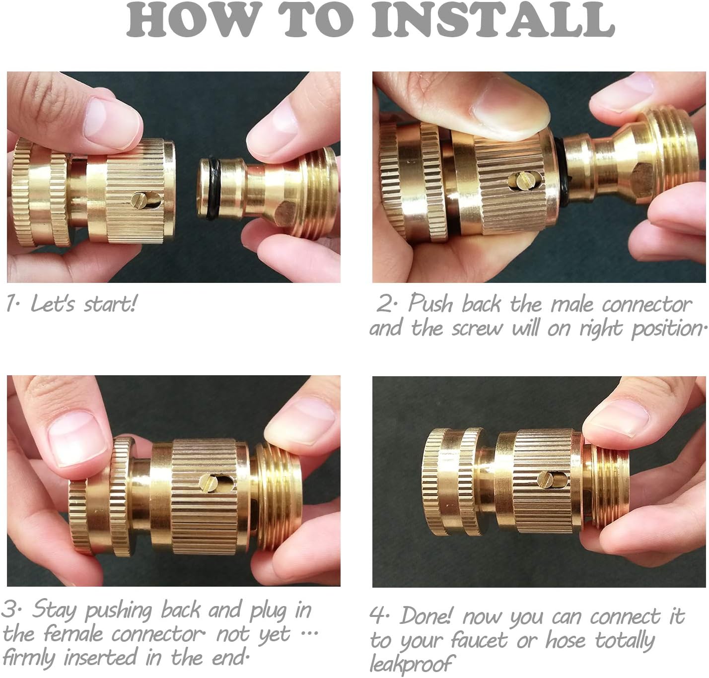 Thumbnail 3 de 3/4 inch solid brass Garden Hose Quick Connect (1 set, 2 pcs) no-leak male & female adapter