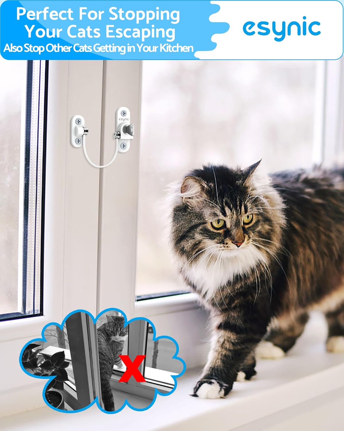 Thumbnail 2 de eSynic Window Safety Restrictors (4 Pack) with Keys – Window opening restrictor for PVC, wood or aluminium