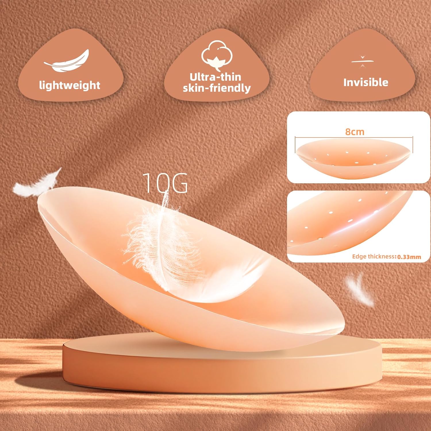 Thumbnail 1 de Tacilin 4 Pack copricapezzoli in silicone autoadesivi invisibili, diametro 8 cm