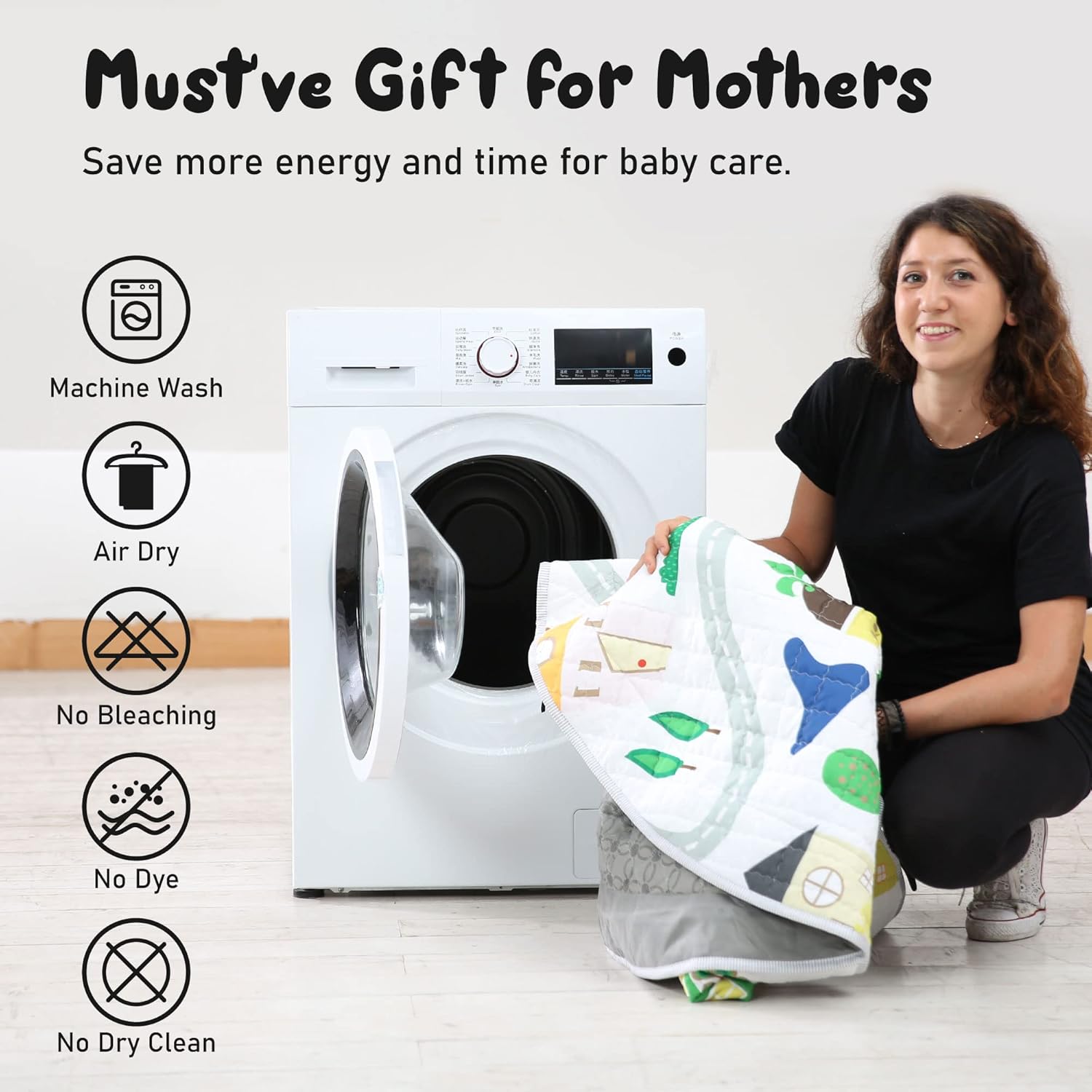 Thumbnail 5 de Tapis d’éveil pliable Winthome (150 cm) avec sac de rangement antidérapant et non toxique