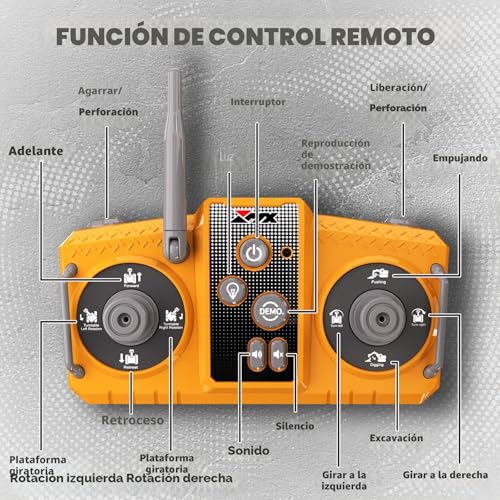 Detalle de GraceDuck Excavadora RC 3 en 1: juguete de playa y construcción con control 2.4 GHz