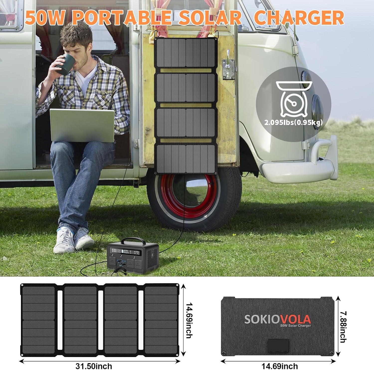 Detalle 2 de SOKIOVOLA 200W Portable Solar Panel Kit ☀