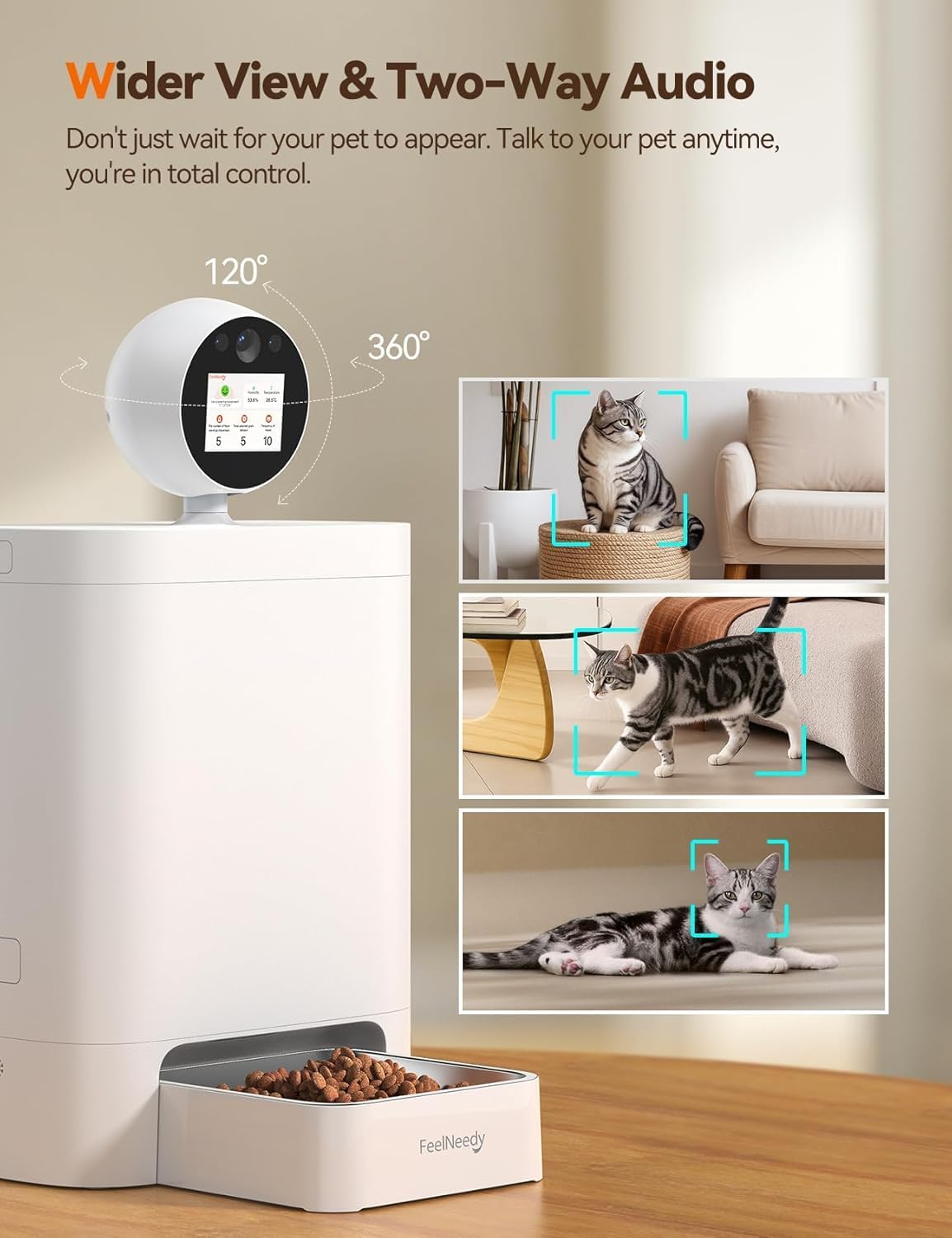 Thumbnail 2 de FEELNEEDY Automatic Cat Feeder with Camera and 2K 360° View