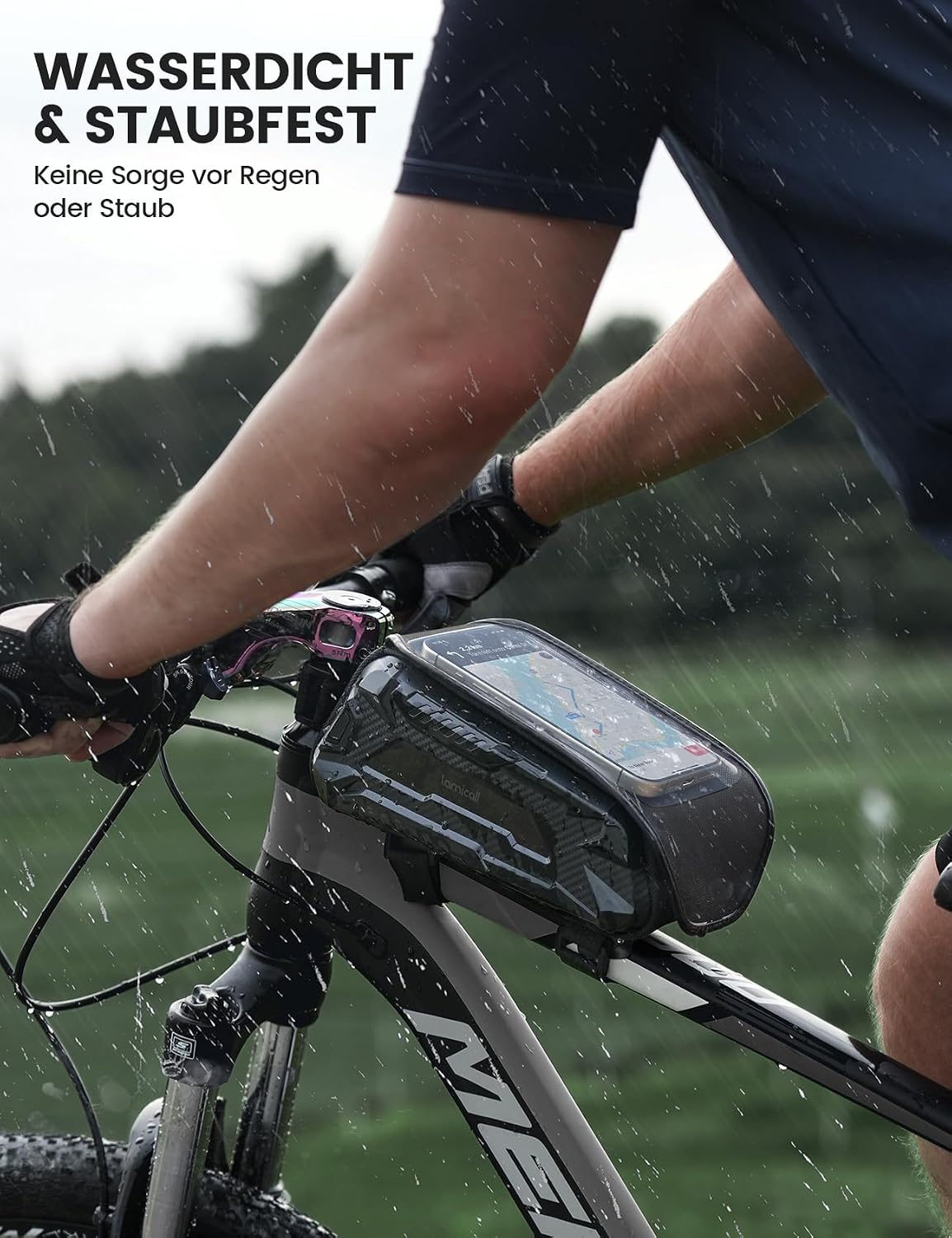 Detalle 2 de Lamicall Rahmenfahrradtasche 1,6L mit Touchscreen