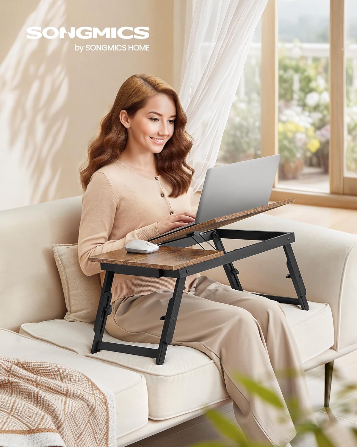 Thumbnail 2 de SONGMICS LLD105B01 Laptoptisch fürs Bett: höhen- und winkelverstellbar, bis 15,6 Zoll, klappbar mit Schublade