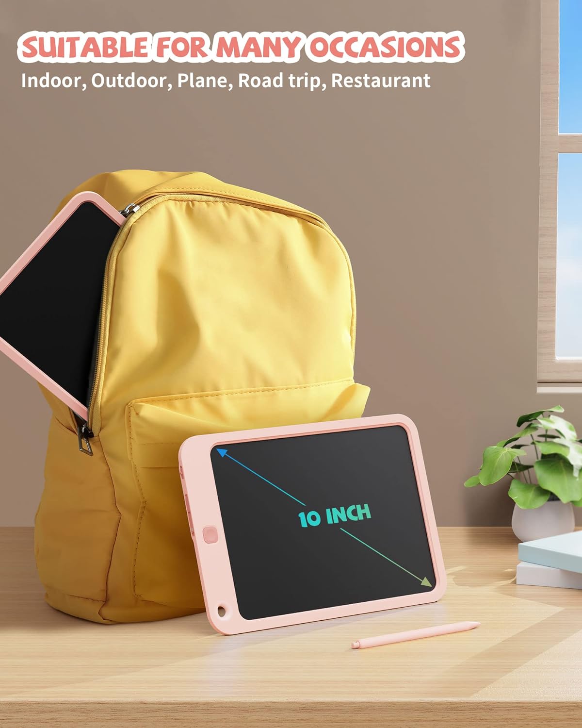 Detalle 2 de 10-Inch LCD Writing Tablet (Pink) for Ages 3–12, Colorful Doodle Board With Stylus & Lanyard