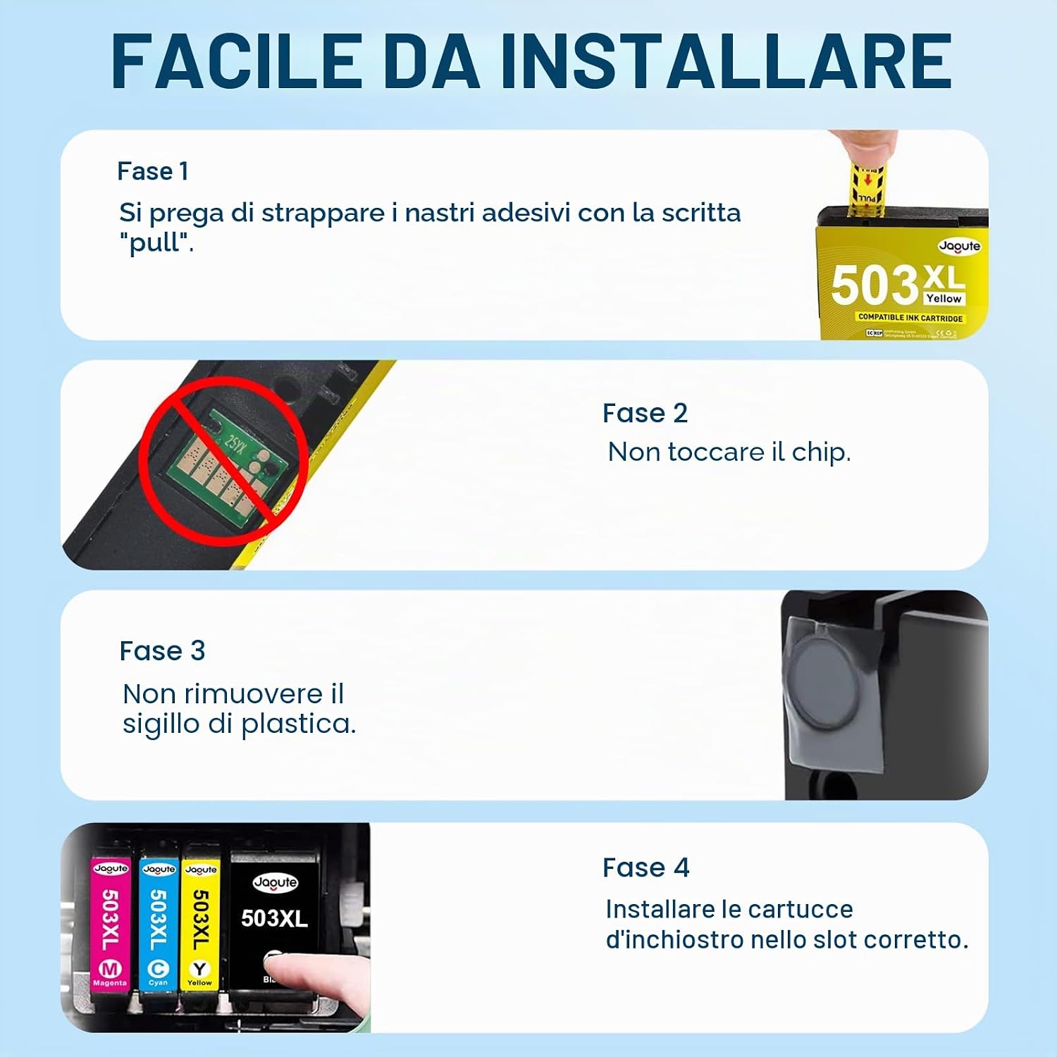 Detalle de Jagute 10 Pacchetti Cartucce 503XL compatibili con Epson: kit multipack per XP-5200/XP-5205 e WF-2960/WF-2965