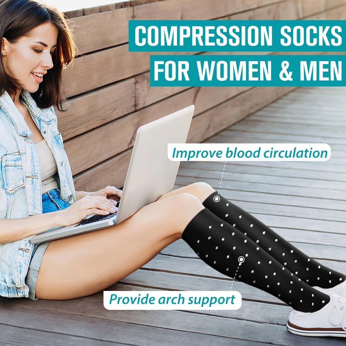 Thumbnail 2 de Compression Socks for Women and Men 15-20 mmHg, 6 Pack – Supportive, All-Day Comfort for Work, Travel and Recovery
