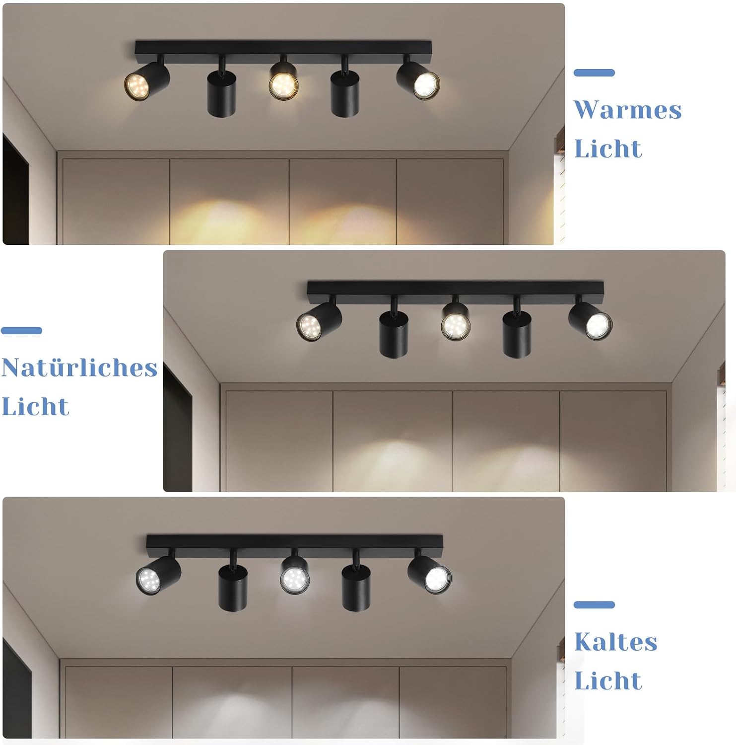 Detalle de Lichtmaler SD-H5-ZY plafondlamp met 5 richtbare GU10-spots, zwart