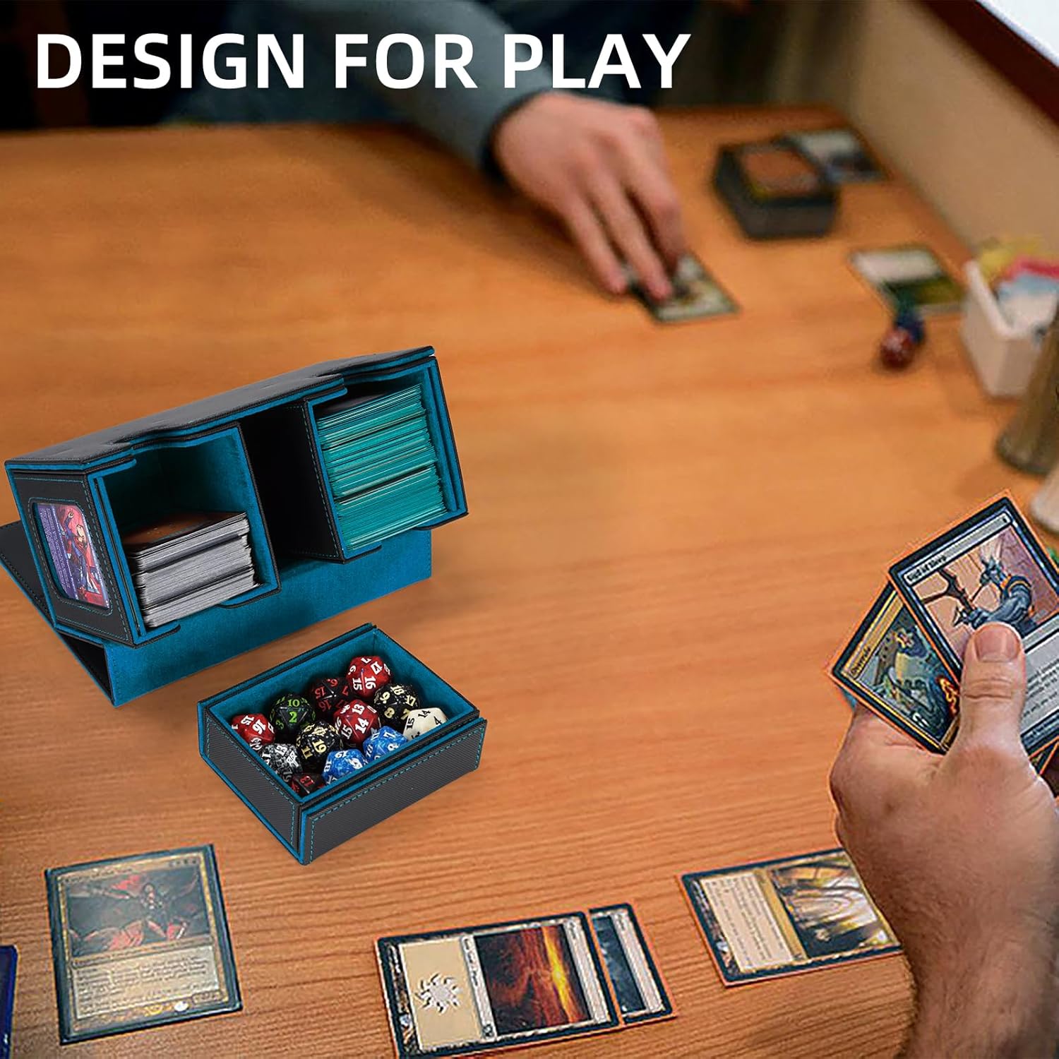 Thumbnail 5 de AFIING MTG Commander Kartenbox 3-in-1 – Magnetbox mit Commander-Fenster, Dicebox & Trennwänden