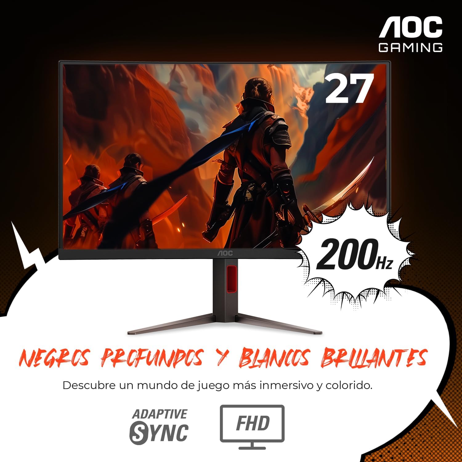 Detalle 2 de AOC C27G4H2 27-Inch Curved Gaming Monitor, 200Hz VA, Full HD