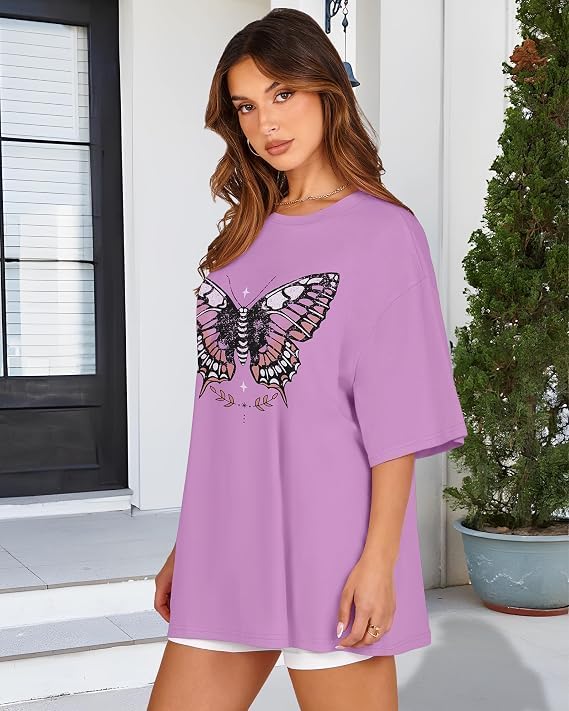 Detalle 2 de ADOREJOY Women's Oversized T-Shirt, Short-Sleeve Crewneck Graphic Tee