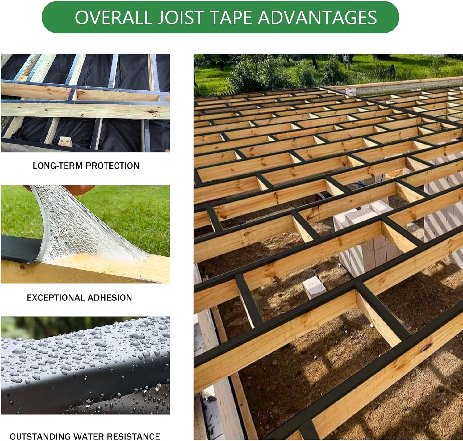 Thumbnail 3 de Dongxw Joist Tape: 8 Rolls of 5cm x 15.2m Waterproof Butyl Deck Flashing Tape