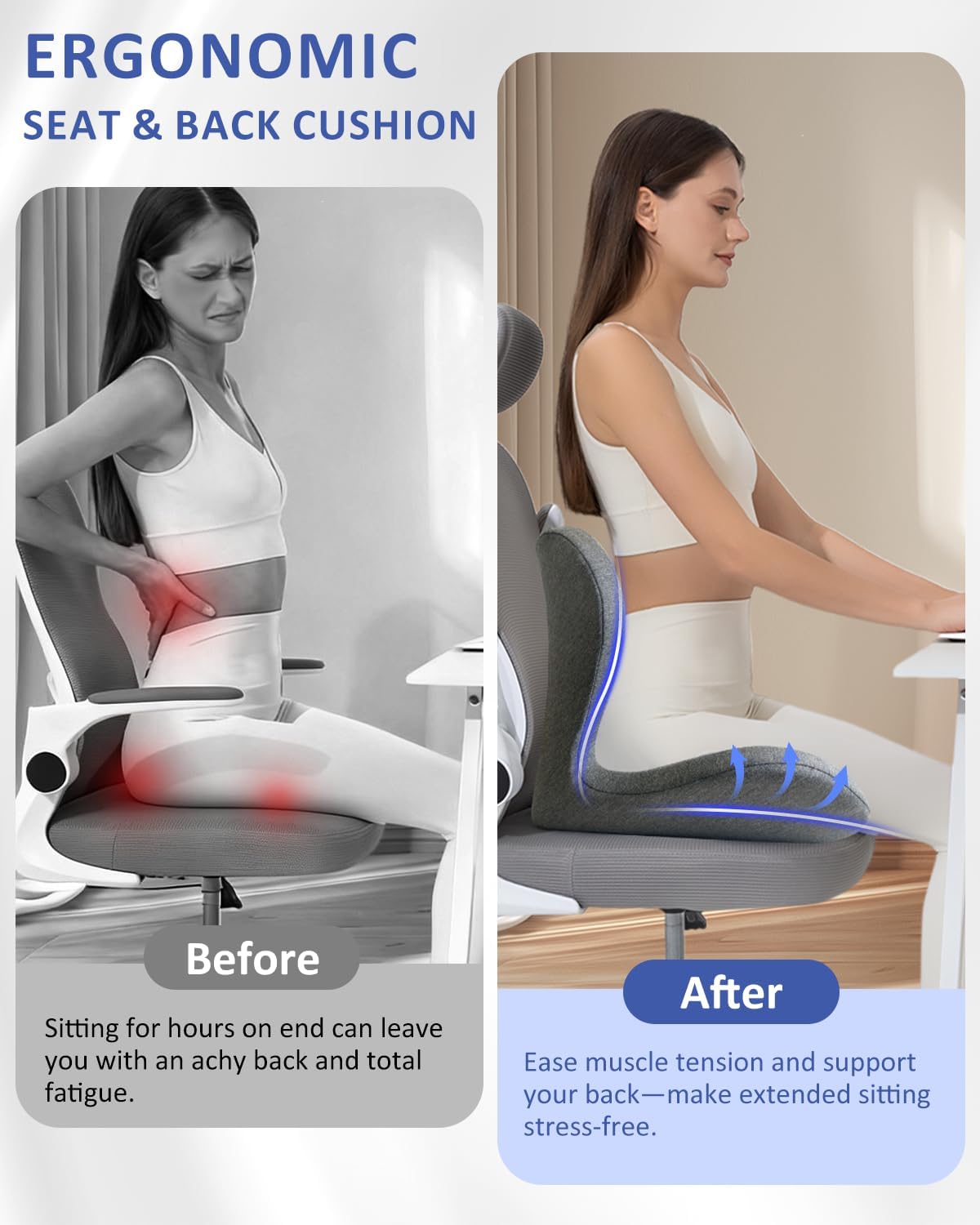 Thumbnail 6 de JIPORIER JP58 X-Large Seat Cushion with Back Support, Memory Foam