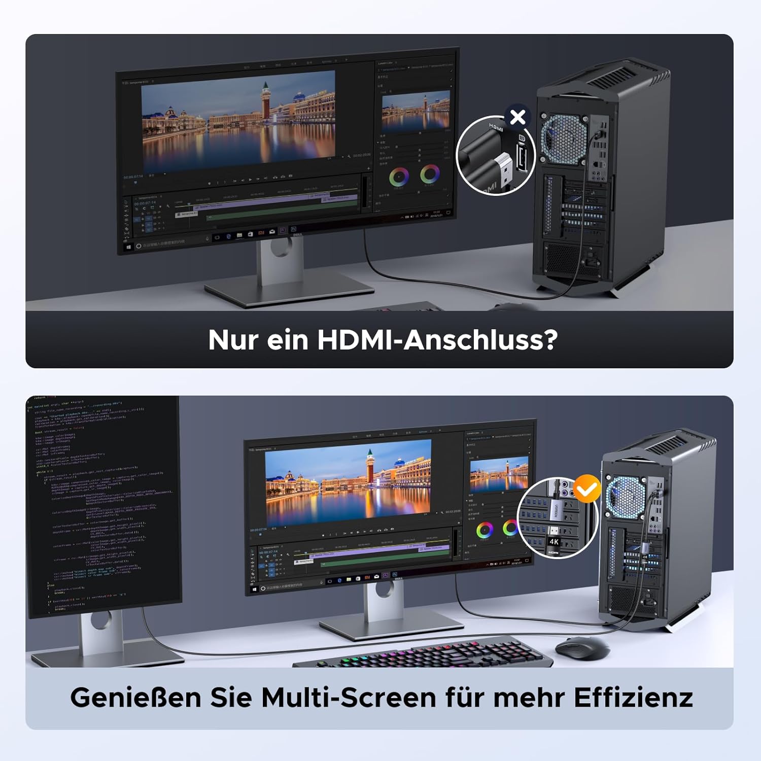 Thumbnail 3 de UGREEN DP auf HDMI Adapter 4K 2er-Set – unidirektional, DP zu HDMI