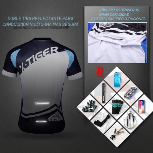 Thumbnail 3 de X-TIGER Conjunto Ciclismo Hombre Maillot Culotte: comodidad y seguridad para largos recorridos