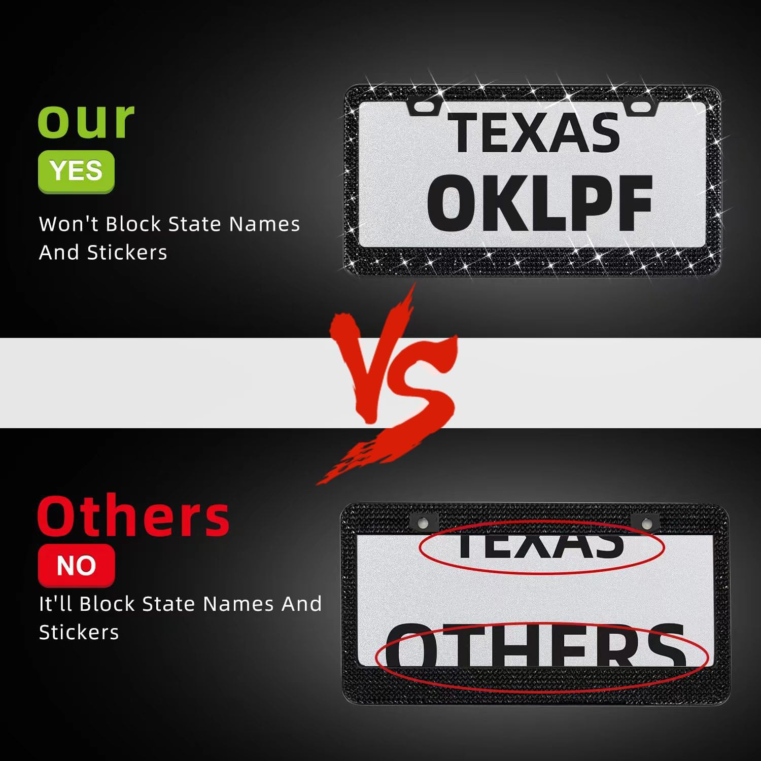 Detalle 2 de OKLPF Bling License Plate Frame 2-Pack
