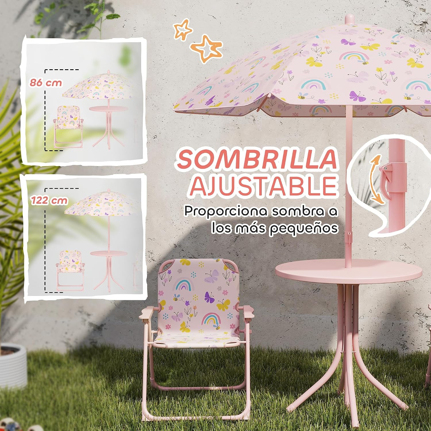 Detalle 2 de AIYAPLAY Conjunto de Mesa y Sillas Infantil 4 piezas