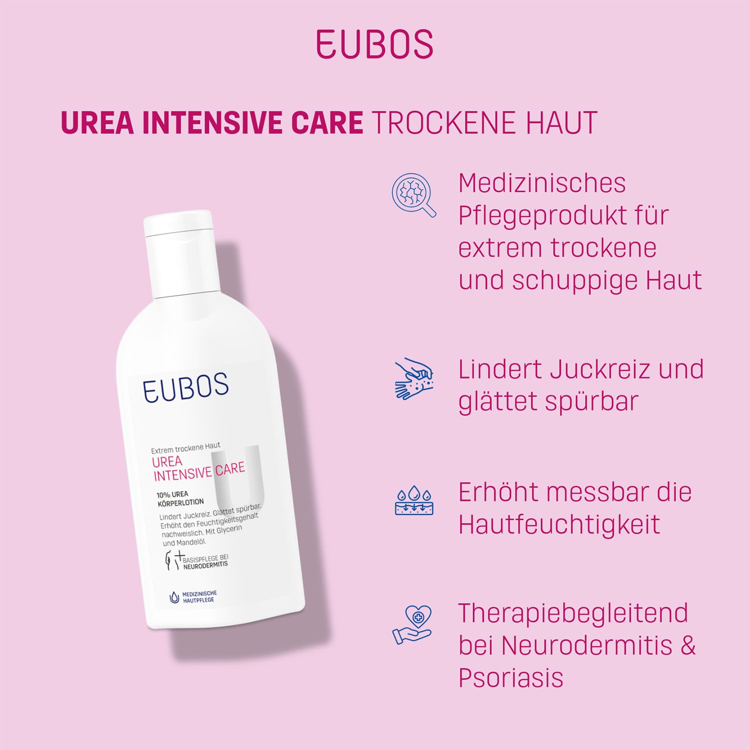 Detalle de EUBOS Urea 10% Körperlotion – 200 ml für trockene Haut