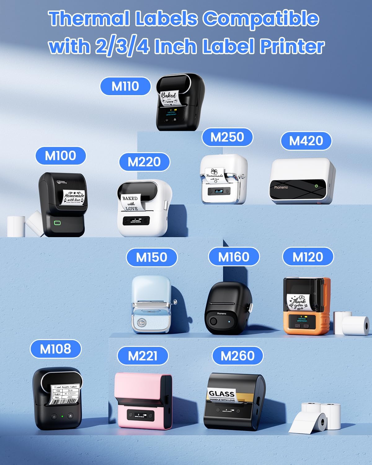 Thumbnail 3 de Phomemo PM-M110-4030 Thermal Labels, 1.57 x 1.18 in, 230-Count Roll