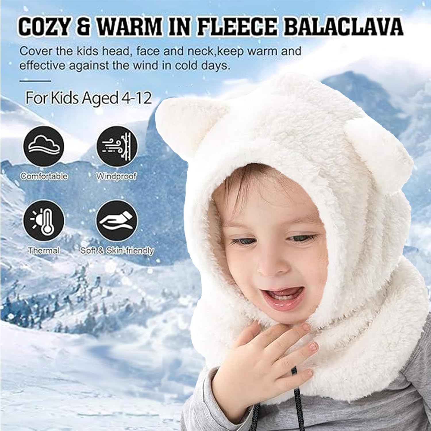 Thumbnail 4 de Crazy Bean Kids Winter Hat and Scarf 2 in 1 for Toddlers