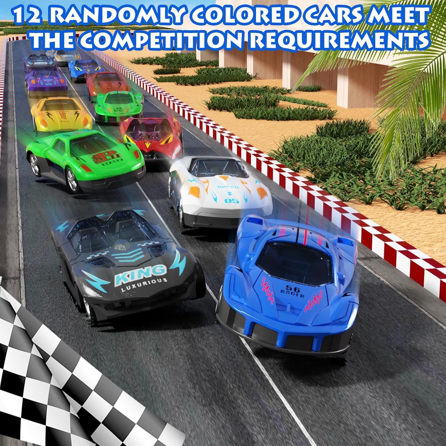 Thumbnail 4 de Doloowee Dinosaurier LKW Spielzeug-Set mit Kran und 12 Mini-Rennwagen (ab 3 Jahren)