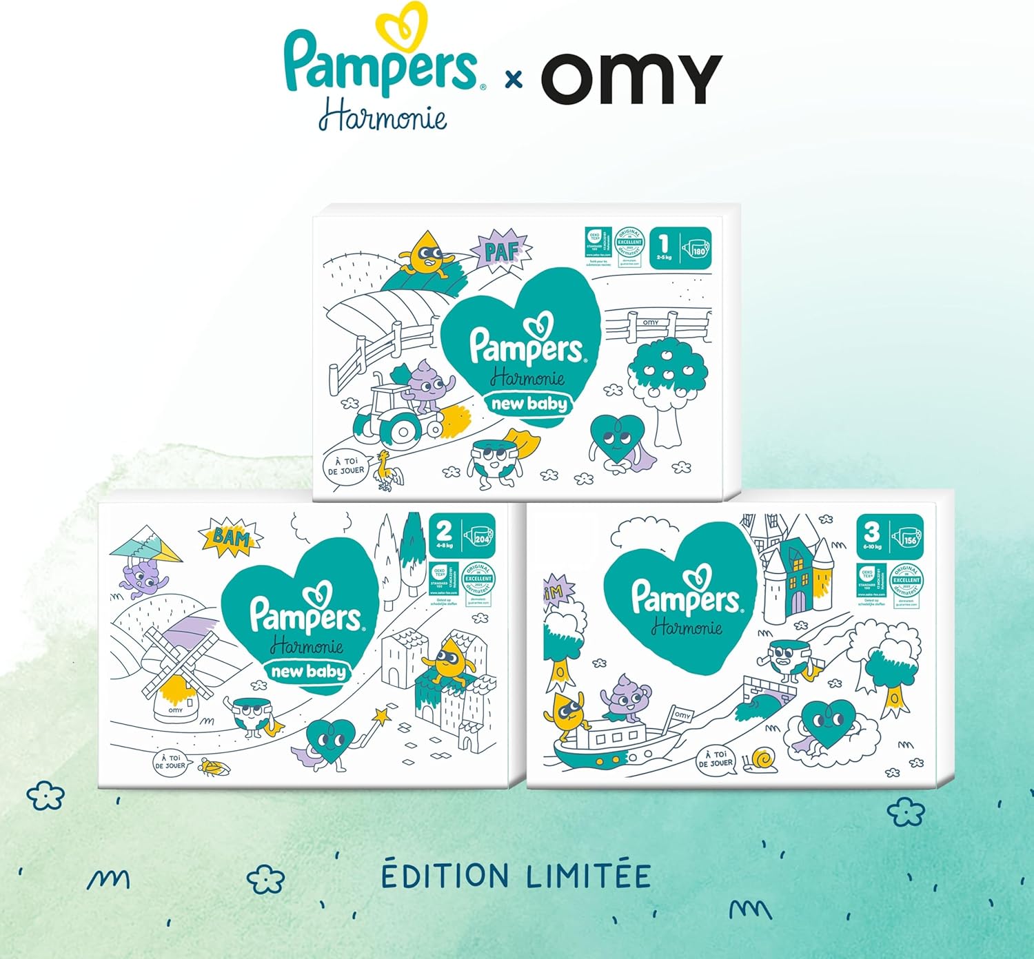 Detalle 2 de Pampers Harmonie Couches Édition Limitée – Taille 6, 120 couches, pour peaux sensibles