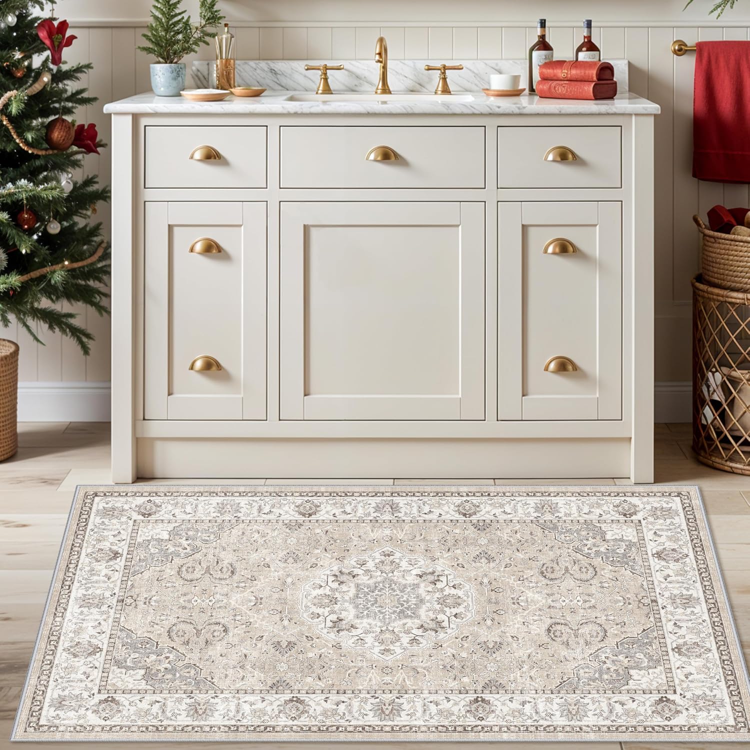 Thumbnail 4 de 3x4 Washable Kitchen Rug, Non‑Slip Beige 🏠