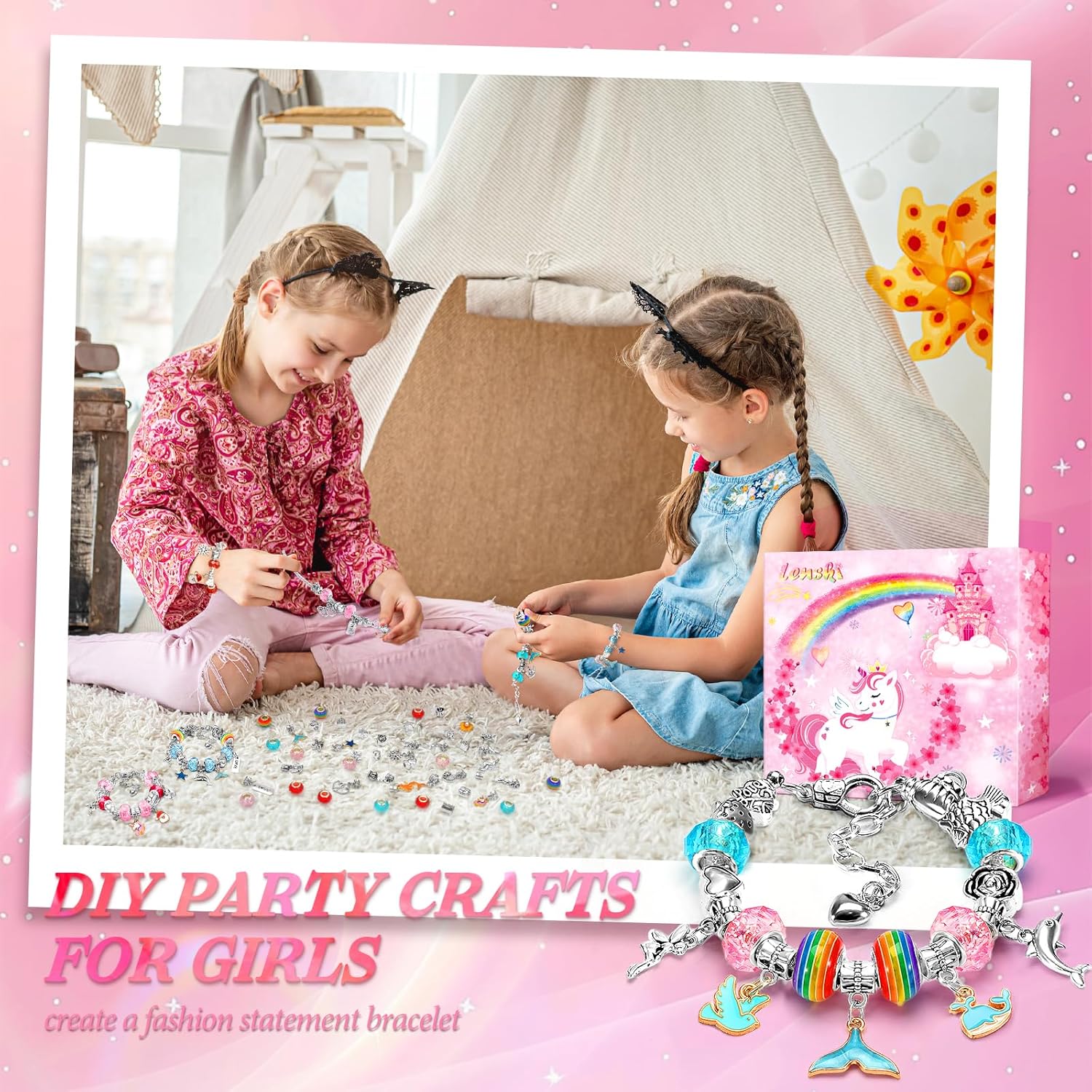 Thumbnail 1 de Lenski Unicorn Jewellery Bracelet Making Kit for Girls