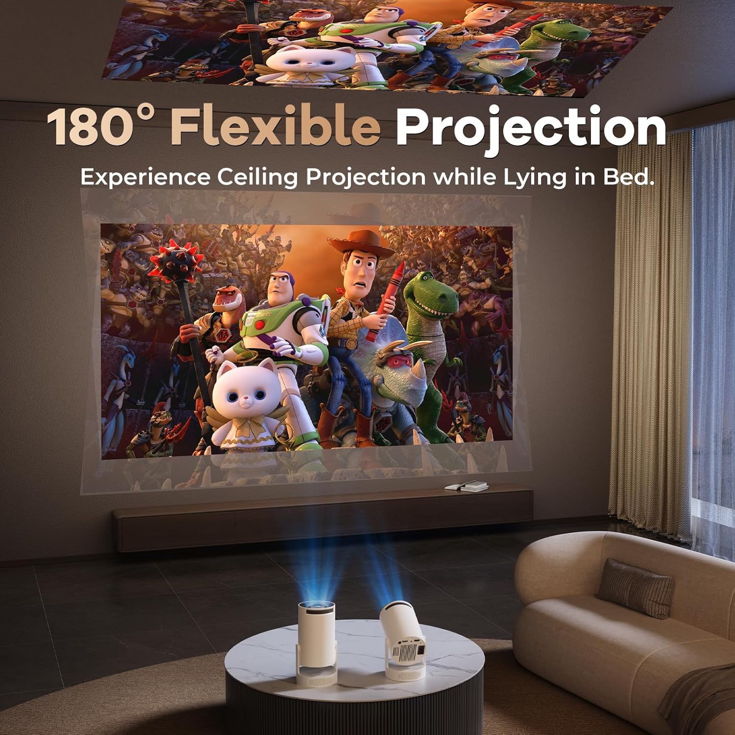 Thumbnail 4 de Mini Projector 1080P FHD with 4K Support, Android 11, Wi‑Fi 6 & Bluetooth 5.0 (Ivory)