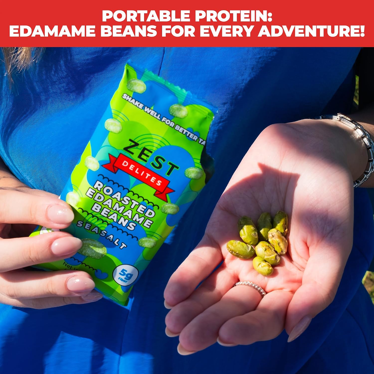 Detalle de Zest Delites Sea Salt Dry Roasted Edamame, 12g Protein, 24-Pack