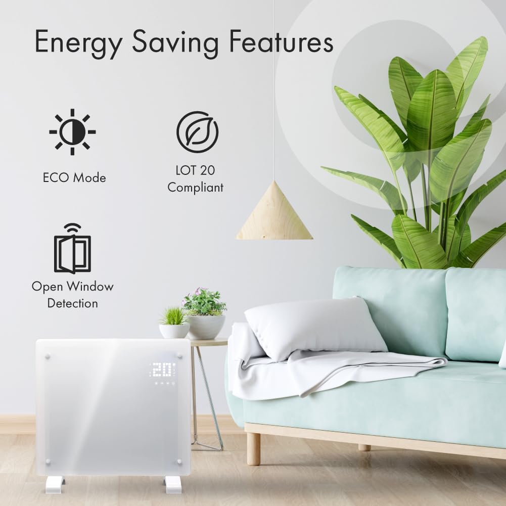 Detalle 2 de Devola DVPW500WH 500W smart glass panel heater