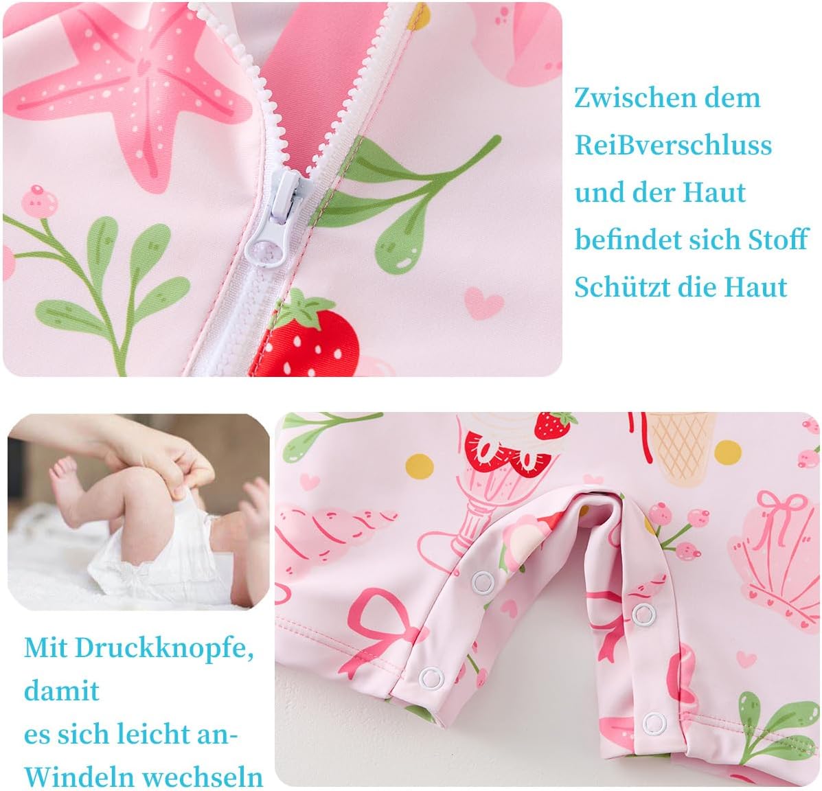 Detalle de UMELOK Baby Badebekleidung Mädchen Badeanzug mit Sonnenhut UV Schutz – UPF 50+